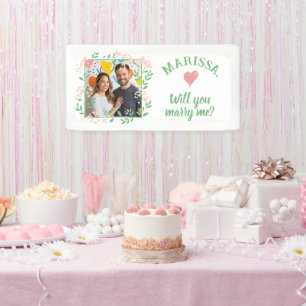 Custom Name Pic Floral Will You Marry Me Proposal Banner