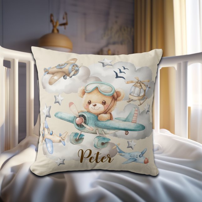Custom Name Pilot Teddy Bear Cushion (Creator Uploaded)