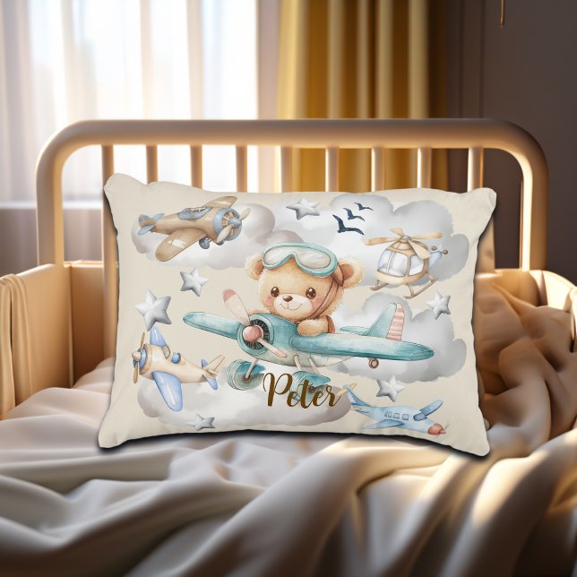 Custom Name Pilot Teddy Bear  Decorative Cushion (Creator Uploaded)