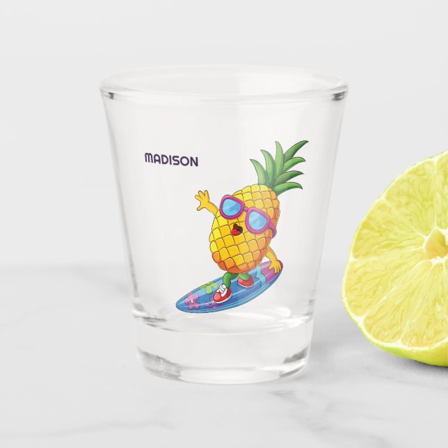 Custom Name Pineapple Surfer Shot Glass (Front)