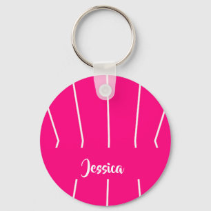 Custom name pink and white key ring