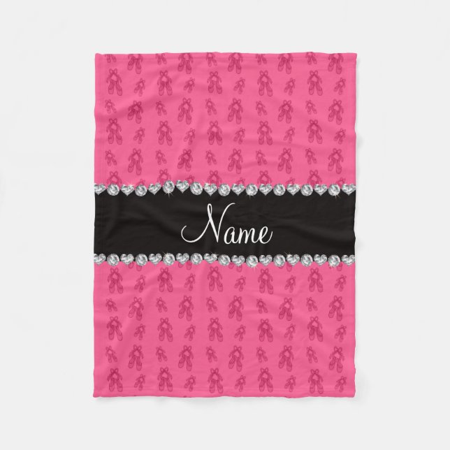 Custom name pink ballet shoes fleece blanket (Front)