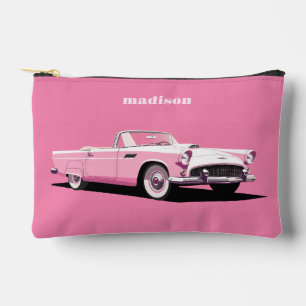 Custom Name Pink Classic Car Accessory Pouch