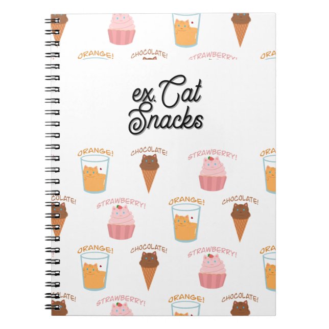 Custom Name Pink Cupcake and Black Cat Pattern  Notebook (Front)