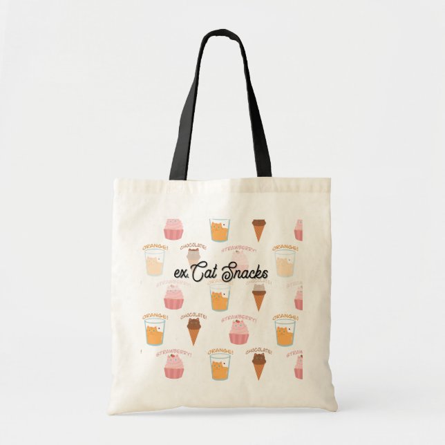 Custom Name Pink Cupcake and Black Cat Pattern  Tote Bag (Front)