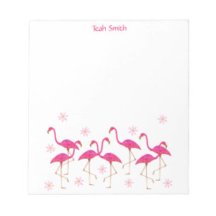 Custom Name Pink Flamingos Notepad