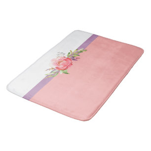 Custom Name Pink Floral Bath Mat