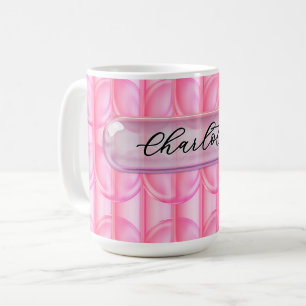 Custom Name Pink Glass Effect Personalized Girl Coffee Mug