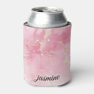 Custom Name pink Glitter Can Cooler