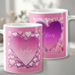  Custom name Pink heart coffee mug
