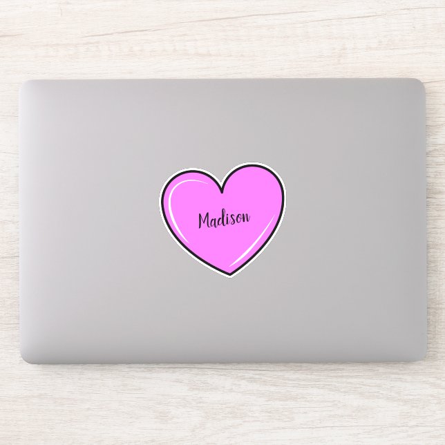 Custom name pink heart vinyl-cut stickers (Computer)