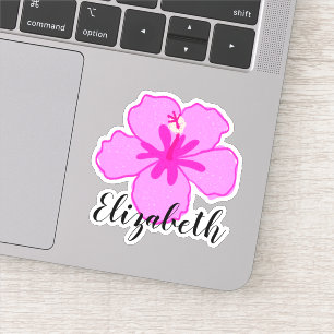 Custom Name Pink Hibiscus Flower Coconut Girl