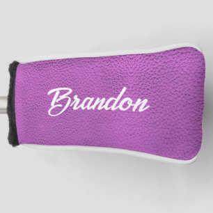 Custom name pink leather golf head cover