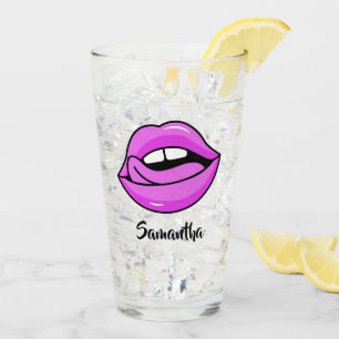Custom name Pink Lips pint glass