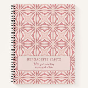 Custom Name Pink Modern Floral Chic Pretty Girly Notebook