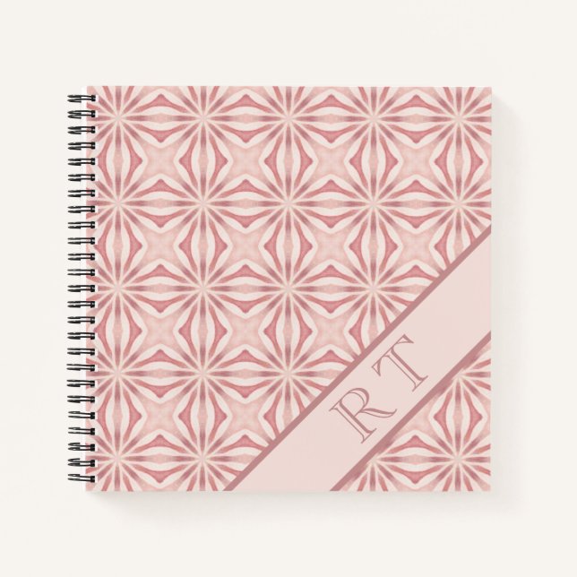 Custom Name Pink Modern Floral Chic Pretty Girly  Notebook (Front)