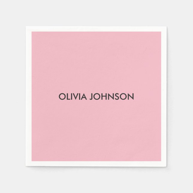 Custom Name Pink Paper Napkins (Front)