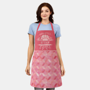 Custom Name Pink Pattern Women's Kitchen Apron