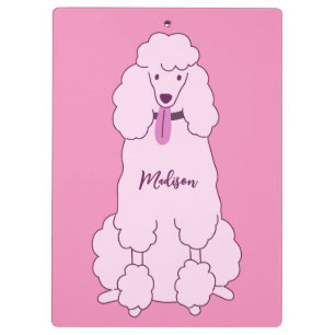 Custom Name Pink Poodle Clipboard