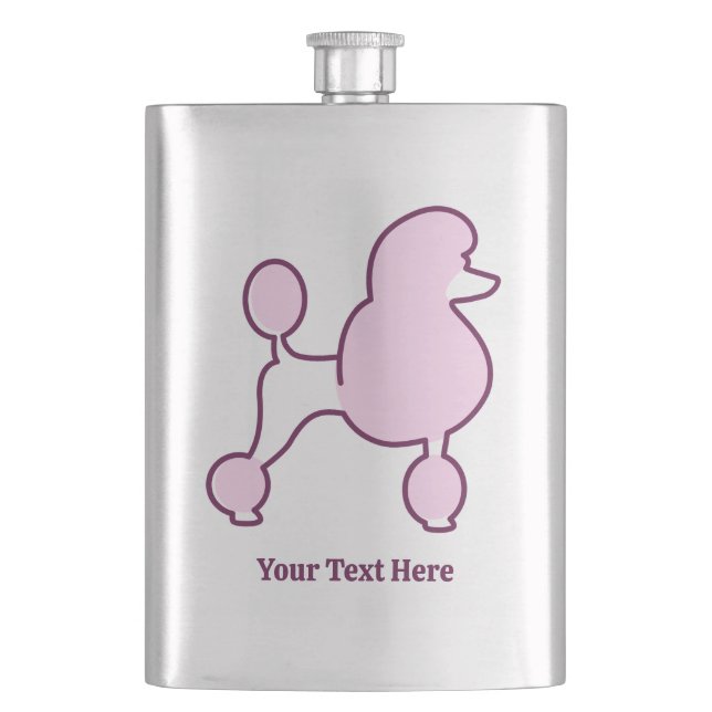 Custom Name Pink Poodle Hip Flask (Front)
