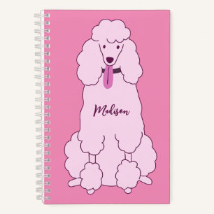 Custom Name Pink Poodle Notebook