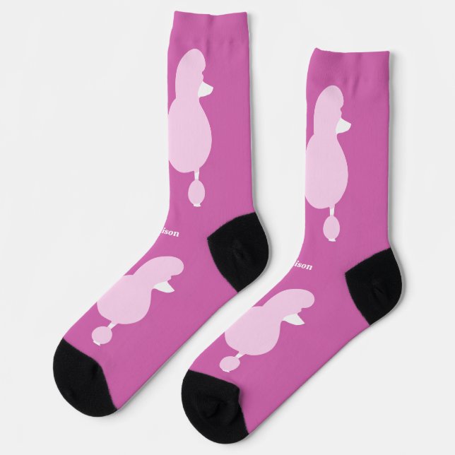 Custom Name Pink Poodle Socks (Left)