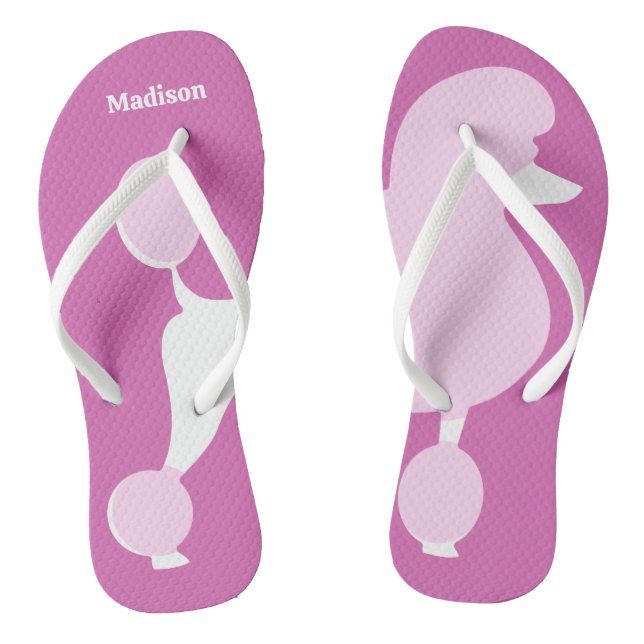 Custom Name Pink Poodle Thongs (Footbed)