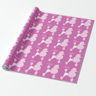 Custom Name Pink Poodle Wrapping Paper