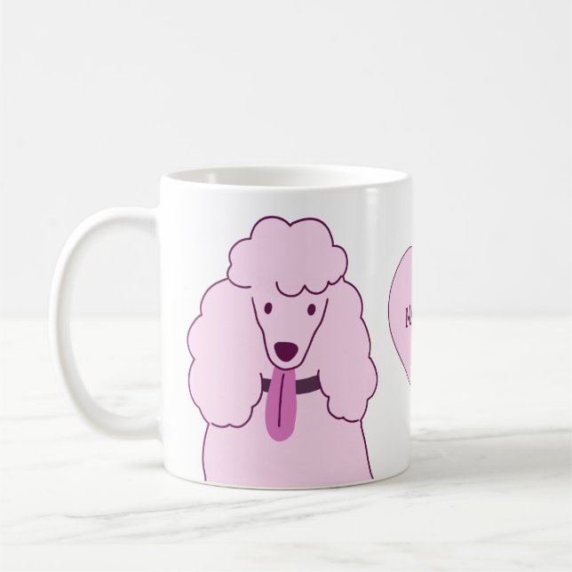 Custom Name Pink Poodles Coffee Mug (Left)