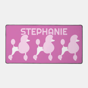 Custom Name Pink Poodles Desk Mat