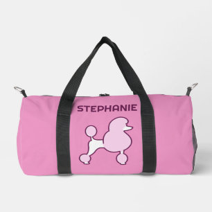 Custom Name Pink Poodles Duffle Bag