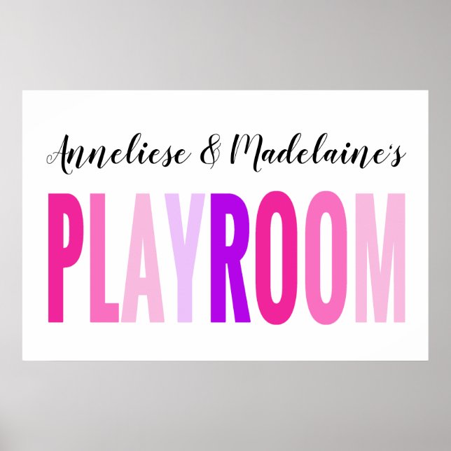 Custom Name Pink Purple Playroom Poster (Front)