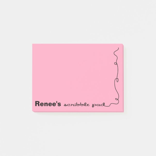 Custom Name Pink Scribble Pad Post-it Notes (Front)