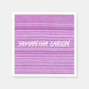 Custom name pink stripes textiled napkin