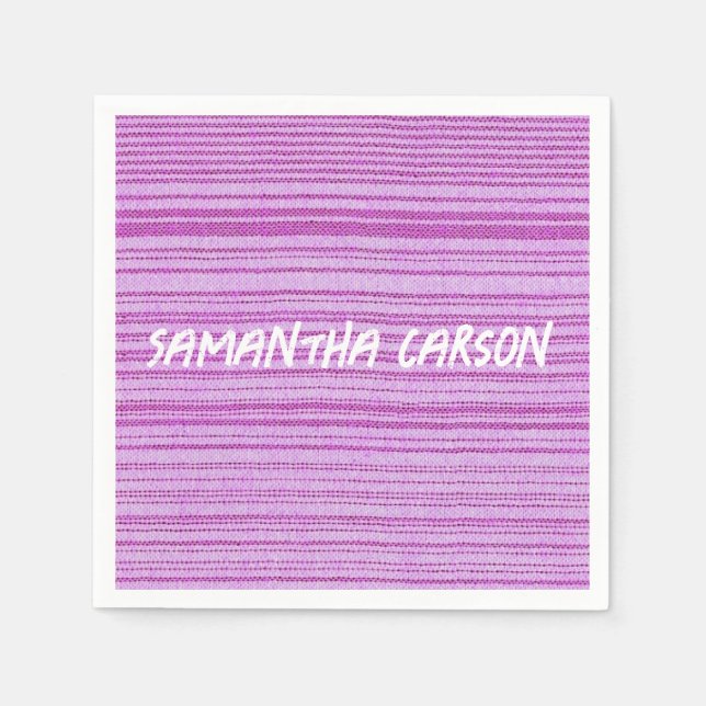 Custom name pink stripes textiled napkin (Front)