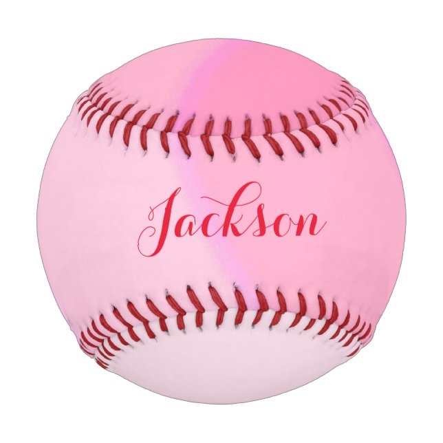 Custom Name Pink Swirls Baseball (Front)