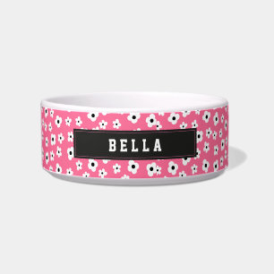 Custom Name Pink White Flower Pattern Bowl