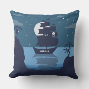 Custom name Pirate Ship throw pillows