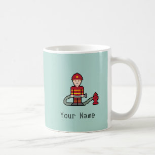 Custom Name Pixel Fireman Coffee Mug