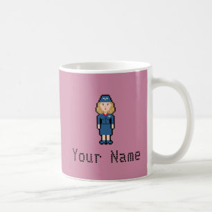Custom Name Pixel Flight Attendant Coffee Mug