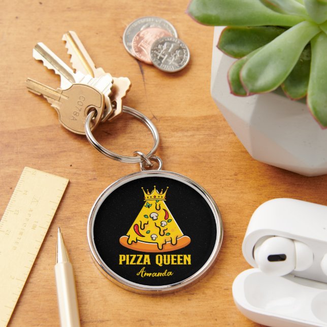 Custom Name Pizza Queen Key Ring (Desk)