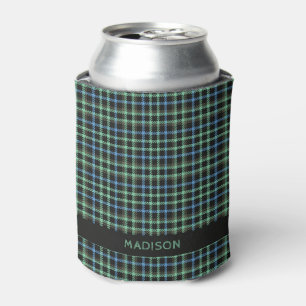 Custom Name Plaid / Tartan Pattern Can Cooler