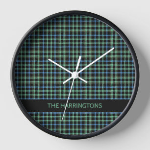 Custom Name Plaid / Tartan Pattern Clock