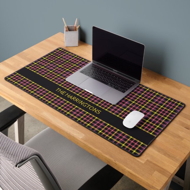 Custom Name Plaid / Tartan Pattern Desk Mat (Office 2)