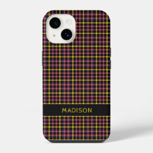 Custom Name Plaid / Tartan Pattern iPhone 14 Case