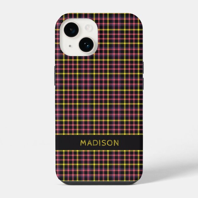 Custom Name Plaid / Tartan Pattern iPhone Case (Back)