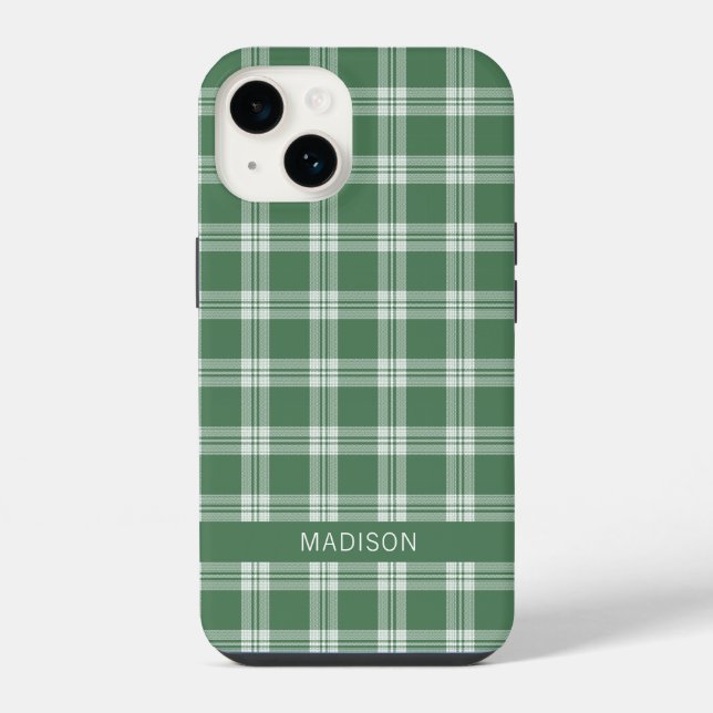 Custom Name Plaid / Tartan Pattern iPhone Case (Back)