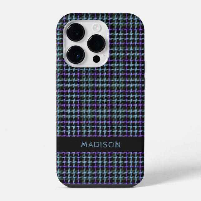 Custom Name Plaid / Tartan Pattern iPhone Case (Back)