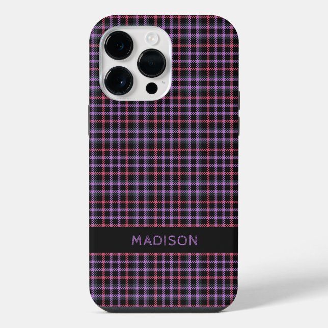 Custom Name Plaid / Tartan Pattern iPhone Case (Back)