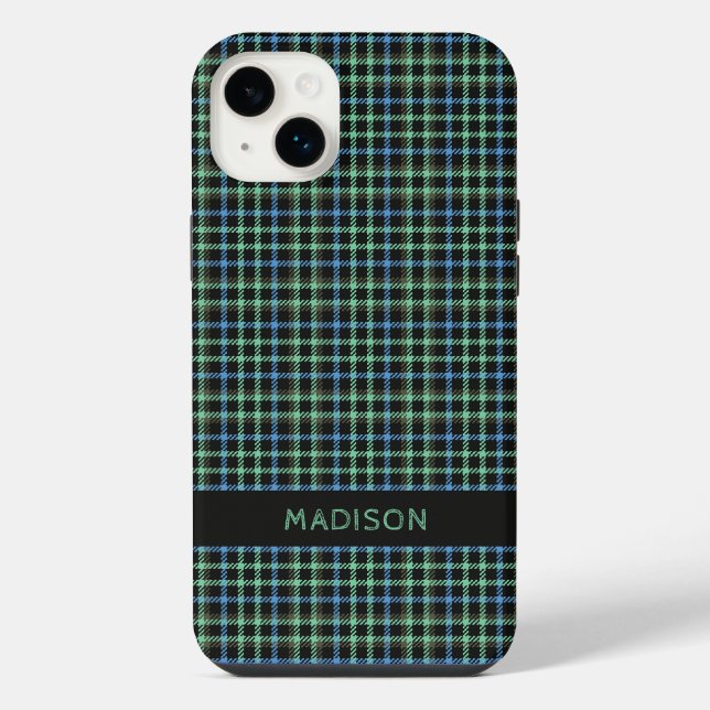 Custom Name Plaid / Tartan Pattern iPhone Case (Back)